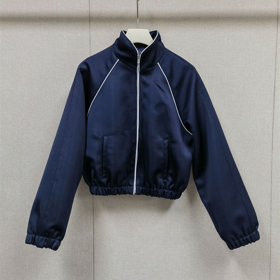 French Niche Style Women's Satin Jacket Light Luxury Early Spring Stand Collar Topstitching Slanted Pockets Fitted Waist Outerwear_ecoleips.com