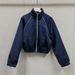 French Niche Style Women's Satin Jacket Light Luxury Early Spring Stand Collar Topstitching Slanted Pockets Fitted Waist Outerwear_ecoleips.com