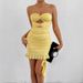 Women's Clothing Sexy Tube Top Pleated Hollow Ruffled Hip Dress_ecoleips.com