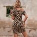 Dress For Women In Spring And Summer, Fashionable Temperament, One Shoulder High-end Feeling, Leopard Print Drawstring_ecoleips.com