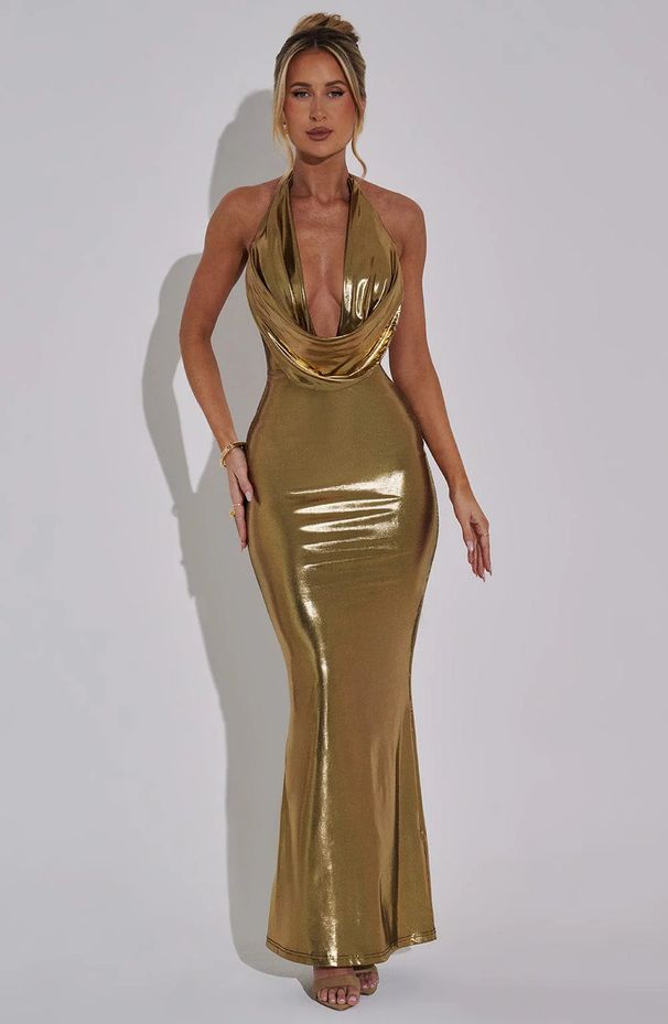 Women's Clothing Sexy Dress Tight Sequined Skirt Hot Girl Swing Collar Halter Neck Long Skirt_ecoleips.com