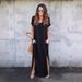 European And American Foreign Trade Hot-Selling Long Wish Summer Hot Sale V-Neck Pocket Slit Dress_ecoleips.com