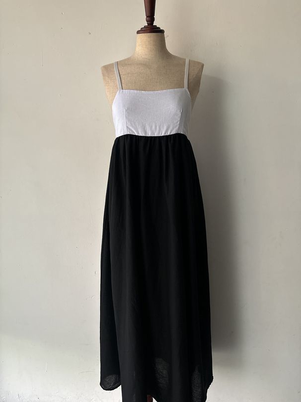Muslim Dress Women Color Block Suspender Dress European American Style Muslim Fashion Direct Factory Supply Polyester_ecoleips.com
