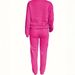 Women's Fleece Lined Sweatshirt Set Style Two Piece Crew Neck Casual Printed Suit R23_ecoleips.com