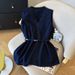 Korean Style Lace Trim V Neck Single Breasted Top for Women Loose Fit Slimming Sleeveless Shirt Waist Cinching New in Stock_ecoleips.com