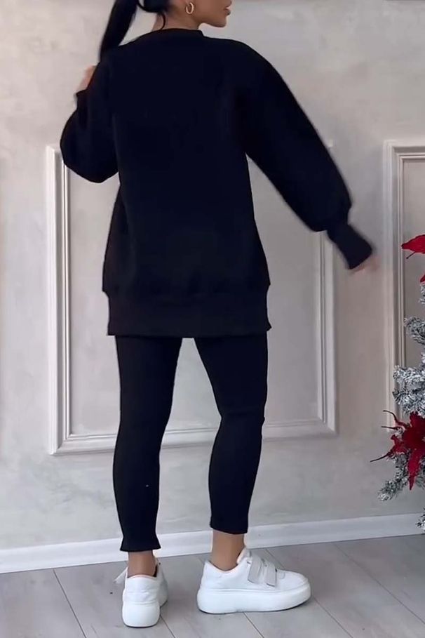Women's Clothing Irregular Long Sleeved Sweatshirt Leggings Suit Casual Long Sleeve Hoodie Leggings Set Solid Color, Comfort Fit, Plus Size Available_ecoleips.com