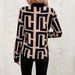 Women's Clothing Elegant Geometric Print Long Sleeved Shirt Women’s Geometric Print V-Neck Blouse – Stylish Long-Sleeve Top For Spring/Summer/Fall_ecoleips.com