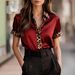 Leopard Print Color Block Satin Shirt for Women Elegant Versatile England Style Blouse Independent Store Spring/Autumn Summer_ecoleips.com
