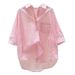 Women's Clothing Pink Striped Shirt For Women Spring New Style Literary Small Fresh Bat Sleeve Single Pocket Top_ecoleips.com