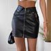 Women's Fashion Sexy Skirt Metal Zipper High Waist PU Leather Mini Hip Skirt_ecoleips.com