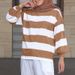 Women's Long Sleeved Tops Fashion Striped Shirts Ladies Shirts Casual Loose Muslim Robes_ecoleips.com