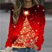 Festive Fleece Pullover – Christmas Tree Print Women's Long Sleeve Hoodie (S-3XL, Soft Polyester For Cozy Warmth, Streetwear & Casual Style)_ecoleips.com