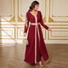 Modest Abaya Dress Elegant Long Sleeve Lace Cover-Up Dress – Flowy Open Front Maxi Robe With Embroidery Details_ecoleips.com