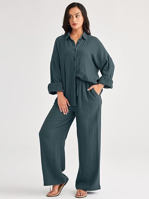 Women's Loose Casual Fashion Set Top And Wide Leg Pants Two Piece Autumn Winter New Arrivals_ecoleips.com