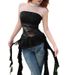 Women's Clothing One Shoulder Wrap Chest Slim Hollow Lace Wave Edge Top_ecoleips.com