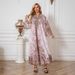 Muslim Women's Robe Embroidered Cloth Printed Diamond Studded Long Skirt Dress Abayas_ecoleips.com