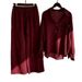Loose Casual Women's Suit Two Piece Wide Leg Trousers Apricot Color_ecoleips.com
