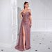 Sequin Mermaid Evening Gown Strapless High-Waist Party Dress with Slit for Women XS-XL Polyester-Spandex Blend 16 Colors_ecoleips.com