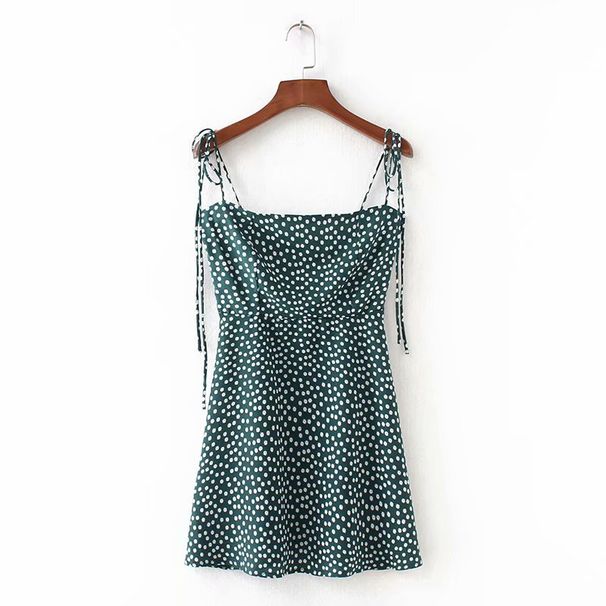 Cross-border 2018 Summer French Floral Print Spaghetti Strap Off-Shoulder Short Slim-Fit Backless Dress For Women_ecoleips.com