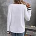 Women's Autumn/Winter Solid-Color T-Shirt With V-Neck, Loose Fit And Long Sleeves_ecoleips.com