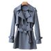 Trench Coat For Women – Slim-Fit Double-Breasted Mid-Length Coat In Dusty Blue/Khaki/Sage Green (M-2XL)_ecoleips.com