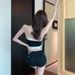 2025s Trendy Sexy Low Waist Girl Women Rivet Stretch Tight Hot Pants Spring Autumn Outer Wear Black Denim Shorts_ecoleips.com