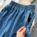 Women's Clothing Retro Design, Versatile Contrast Color Short Sleeved T Shirt Top, High Waist Casual Jeans_ecoleips.com