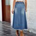 Women's Clothing Spring And Summer Washed Raw Edge Denim Skirt Mid Length Skirt_ecoleips.com
