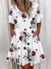 Aria Basics Aria Basics Cross-Border Women's Fashion 2025 Spring Summer Sweet V-Neck Printed Flared Dress European And American Style_ecoleips.com