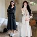Autumn New Korean Fashion Vest + Cardigan Jacket Two-Piece Set Maternity Dress_ecoleips.com