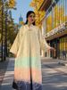 Women's Clothing Elegant Muslim Women's Long Dress With Stand Collar & Gradient Embroidery – Modest Summer Abaya (S-XL, Polyester-Spandex Blend)_ecoleips.com