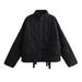 Urban Streetwear Quilted Jacket With Pockets - Stand Collar, Polyester Outerwear For Men & Women (Navy Blue, XS/S/M/L)_ecoleips.com