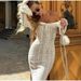 Women's Fashionable Off-Shoulder Long Dress Sexy Waist Cinching Lace Bell Sleeves Garment_ecoleips.com