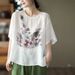 Ethnic-Style Printed Short-Sleeved Cotton-Linen Top A Versatile, Artistic, And Retro T-Shirt Perfect For Summer 2026._ecoleips.com