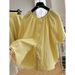 Women's Clothing Summer Outfit With A Complete Set Of Light Mature Tencel Linen Short Sleeved Shirt And Shorts Two Piece Suit_ecoleips.com