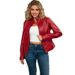 Aria Basics Cross-Border European Slim Fit Coat Women's Motorcycle Plus Size Stand Collar Leather Jacket Elegant And Graceful_ecoleips.com