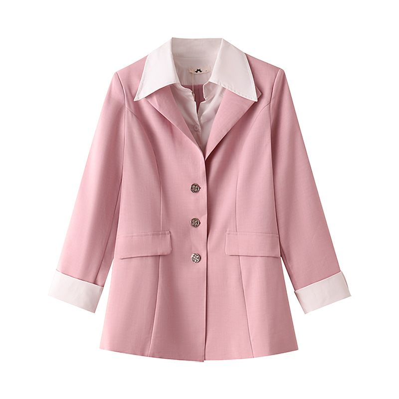 Women's Clothing 130 320 catties plus size POLO collar two piece suit jacket for women spring and autumn style slightly fat mothers for work commuting_ecoleips.com
