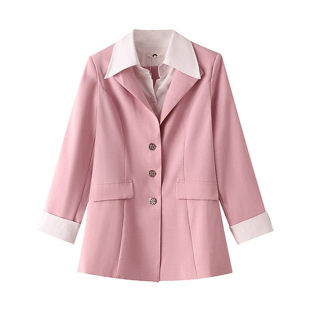 Women's Clothing 130 320 catties plus size POLO collar two piece suit jacket for women spring and autumn style slightly fat mothers for work commuting_ecoleips.com