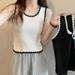 White Wide Strap Knitted Camisole Women, Summer New Design, Niche French Style Inner Wear Top For Women_ecoleips.com