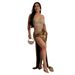 Women's Clothing Fashion Women's High Slit Hot Diamond Perspective Dress_ecoleips.com