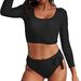 Aria Basics Cross-border Exclusive Supply Of European And American Women's Swimwear, Crop Top High-waisted Bikini Set, Sun_ecoleips.com