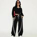 Women's Casual Long-Sleeve Top & Side-Stripe Sport Pants Set - Polyester Two-Piece Outfit (Breathable, Comfort Fit, Office & Street Style)_ecoleips.com