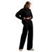 2025 New Cross-Border European And American Autumn Winter Polo Collar Casual Fashion Pullover + Wide-Leg Long Pants_ecoleips.com