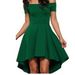 New Women's Off-Shoulder Dress Short Sleeve Swallowtail Skirt 8 Colors_ecoleips.com