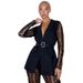Women's Clothing Trendy Mesh Lace Floral Long Sleeve Top & Bell Bottom Pants Set - Stylish Two-Piece Outfit With Waist Tie, Sexy & Elegant_ecoleips.com