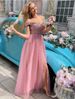 Women's Clothing Elegant Sleeveless Slit Sequin Evening Gown With Sheer Tulle Skirt - V-Neck Princess Dress For Prom, Party & Special Occasions_ecoleips.com