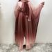 Verve Fashion Muslim Chiffon Cardigan Gradient Batwing Sleeve With Headscarf Set Abaya 67501_ecoleips.com