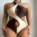 Women's Clothing Color Matching Sexy Hollow Bikini One-piece Swimsuit Beach Swimming Clothing_ecoleips.com