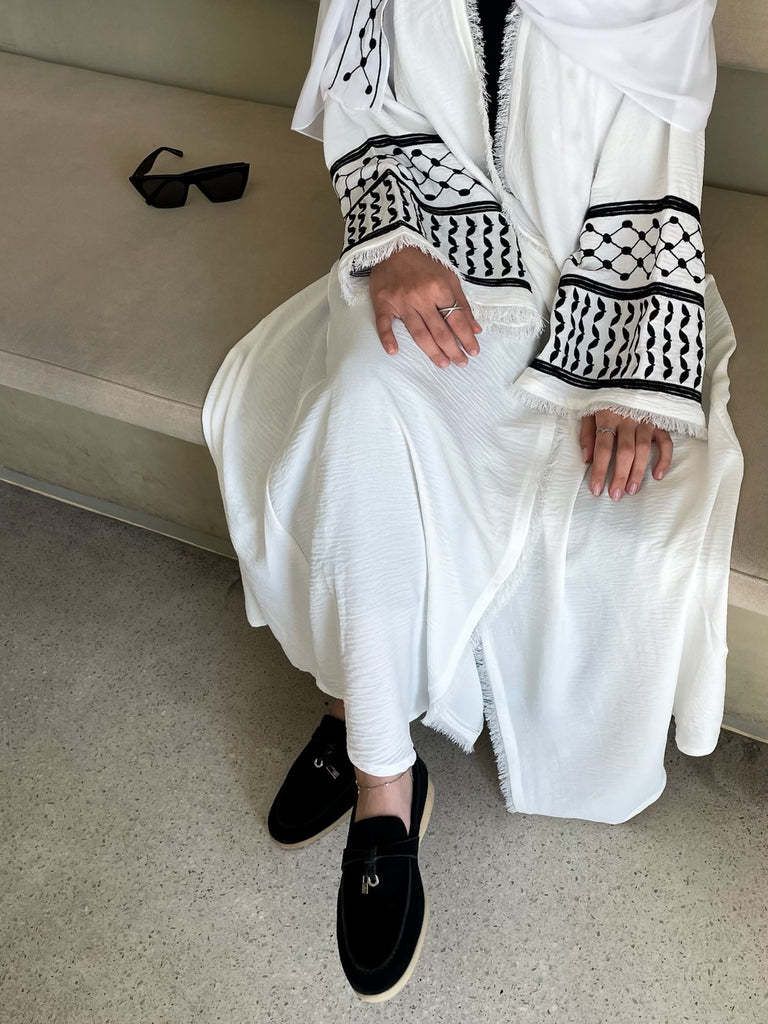 Modest Abaya Dress Women's Embroidered Tassel Cardigan Robe Muslim Fashion Dress For Dubai Middle East Polyester_ecoleips.com
