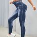 Women's Clothing Denim High Elastic Fitness Sports Trousers Seamless Back V Peach Buttocks Slim Running Yoga Pants_ecoleips.com